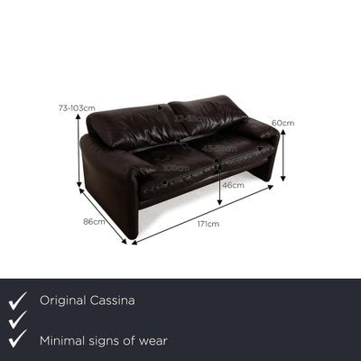 Maralunga Leather Two Seater Dark Brown Sofa from Cassina-RQW-2036286