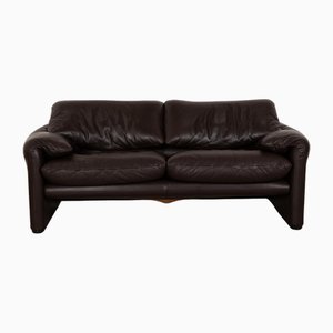 Maralunga Leather Two Seater Dark Brown Sofa from Cassina-RQW-2036286