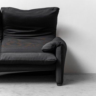 Maralunga Sofa in Black Fabric by Vico Magistretti for Cassina, 1970s-ZLY-1925696