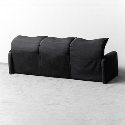 Maralunga Sofa in Black Fabric by Vico Magistretti for Cassina, 1970s-ZLY-1925696