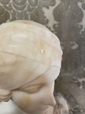 Marble and Alabaster Bust of Young Woman in Turban, 1890s-AXR-1721794