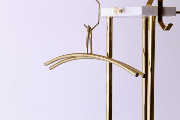 Marble and Brass Italian Floor Coat Rack, 1970s-XT-1056653