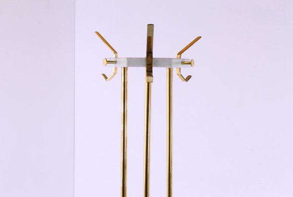 Marble and Brass Italian Floor Coat Rack, 1970s-XT-1056653