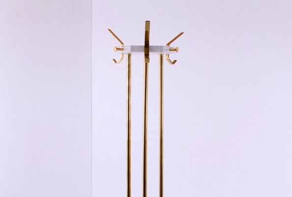 Marble and Brass Italian Floor Coat Rack, 1970s-XT-1056653