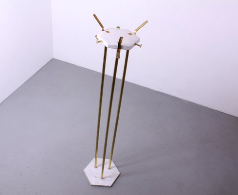 Marble and Brass Italian Floor Coat Rack, 1970s-XT-1056653