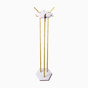 Marble and Brass Italian Floor Coat Rack, 1970s-XT-1056653