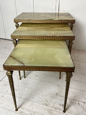 Marble and Brass Nesting Tables, 1970s, Set of 3-WZZ-858632