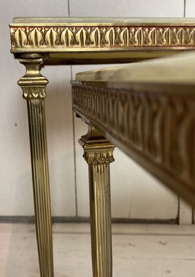 Marble and Brass Nesting Tables, 1970s, Set of 3-WZZ-858632