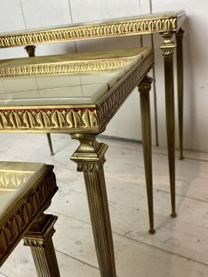 Marble and Brass Nesting Tables, 1970s, Set of 3-WZZ-858632