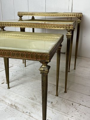 Marble and Brass Nesting Tables, 1970s, Set of 3-WZZ-858632