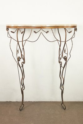 Marble and Iron Console, Treviso, Italy, 1950s-LMR-1816617