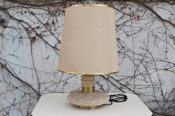 Marble, Brass and Plastic Table Lamp, 1960s-KNM-856143