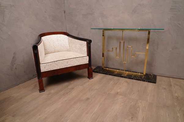 Marble, Brass & Glass Console Table, 1980s-UH-637551