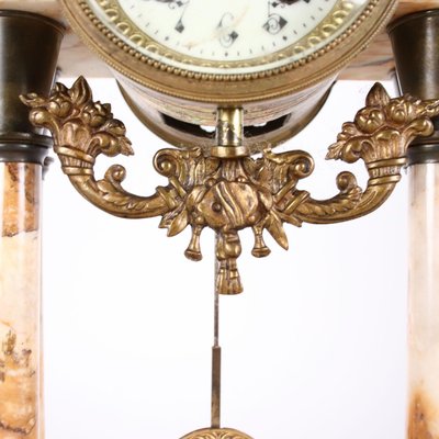 Marble & Bronze Clock with Cassolettes, Set of 3-VMM-1287223