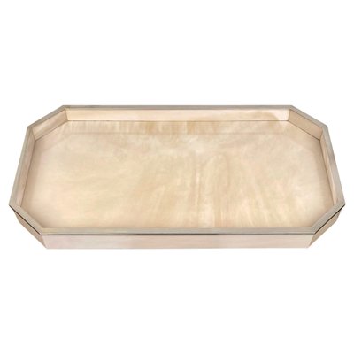 Marble Effect Acrylic & Chrome Tray Centerpiece, Italy, 1970s-LYQ-1171267