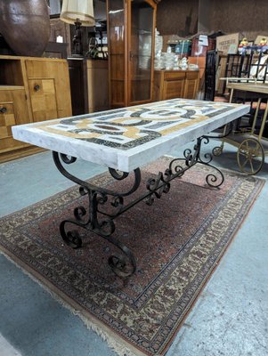 Marble Marquetry Side Table-HLV-1819785