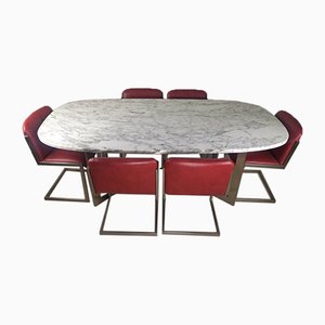 Marble Table and 6 Chairs, Set of 7-EAD-964450