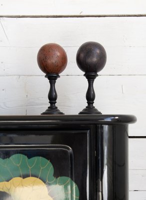 Marbled Spheres with Pedestals in Wood, 1950s, Set of 2-EBW-2017144