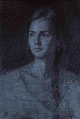 Marco Fariello, Portrait of Girl, Drawing in Chalk & Charcoal, 2021-ZCI-1788899