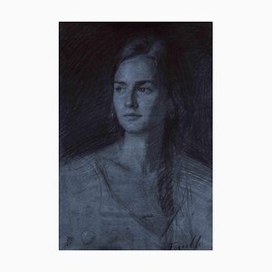 Marco Fariello, Portrait of Girl, Drawing in Chalk & Charcoal, 2021-ZCI-1788899