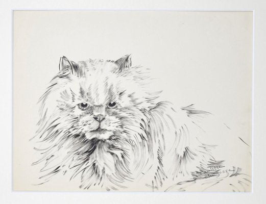 Marie Paulette Lagosse, The Cat, Pen on Paper, 1970s-ZCI-822920