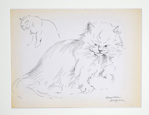 Marie Paulette Lagosse, The Cat, Pen on Paper, 1970s-ZCI-822921