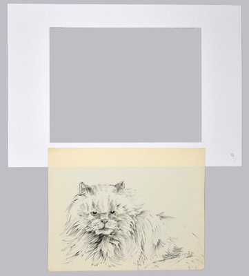 Marie Paulette Lagosse, The Cat, Pen on Paper, 1970s-ZCI-822920