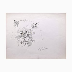 Marie Paulette Lagosse, The Cat, Pen on Paper, 1970s-ZCI-822922