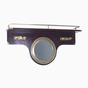 Marine Style Coat Rack with Porthole Mirror and Brass Details-XSG-1009501