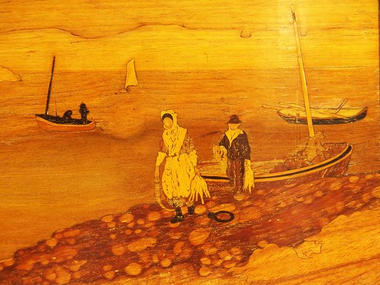 Maritime Landscape Marquetry Tray, 1890s-LW-1780336