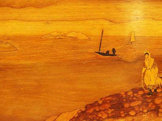 Maritime Landscape Marquetry Tray, 1890s-LW-1780336