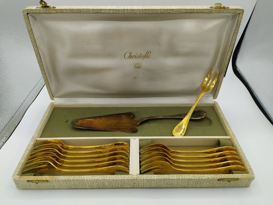 Marly Gold-Plated Dessert Service from Christofle, 1950s, Set of 26-EAD-2027532