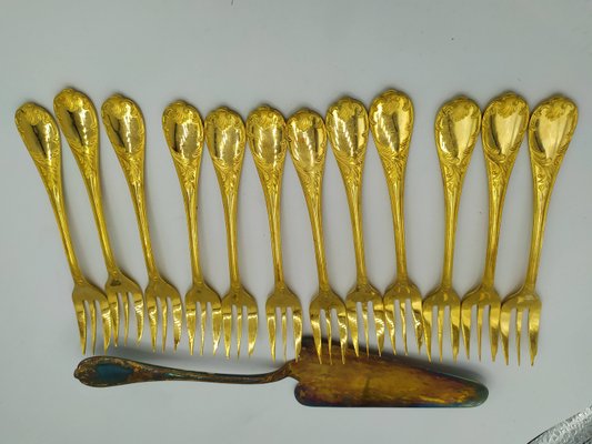 Marly Gold-Plated Dessert Service from Christofle, 1950s, Set of 26-EAD-2027532