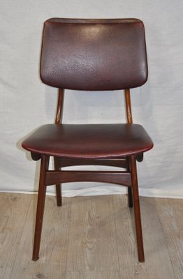 Maroon Leatherette Chairs by Louis van Teeffelen, 1960s, Set of 4-ROJ-655111