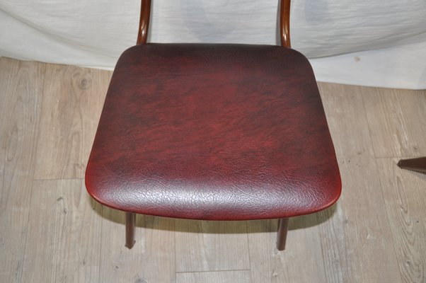 Maroon Leatherette Chairs by Louis van Teeffelen, 1960s, Set of 4-ROJ-655111