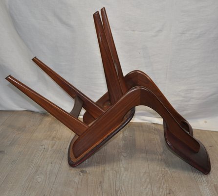 Maroon Leatherette Chairs by Louis van Teeffelen, 1960s, Set of 4-ROJ-655111