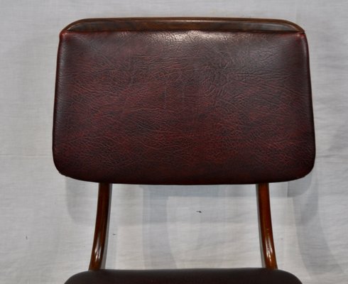 Maroon Leatherette Chairs by Louis van Teeffelen, 1960s, Set of 4-ROJ-655111