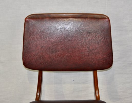 Maroon Leatherette Chairs by Louis van Teeffelen, 1960s, Set of 4-ROJ-655111