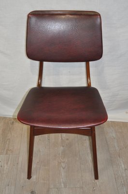 Maroon Leatherette Chairs by Louis van Teeffelen, 1960s, Set of 4-ROJ-655111