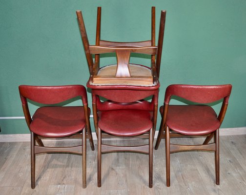 Maroon Leatherette Living Room Set by Louis van Teeffelen for WéBé, 1960s, Set of 4-ROJ-619942