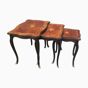 Marquetry Nesting Tables with Cabriole Shaped Legs, 1950s, Set of 3-NOU-703036