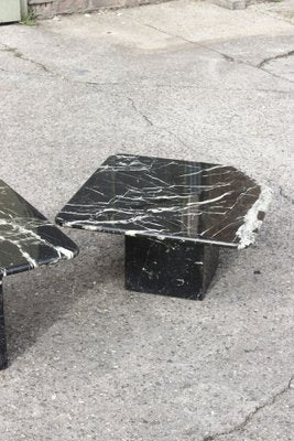 Marquina Black and Marble Back Tables, 1980s, Set of 2-XIJ-1748951