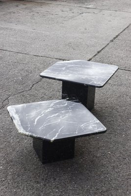 Marquina Black and Marble Back Tables, 1980s, Set of 2-XIJ-1748951