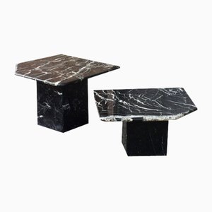 Marquina Black and Marble Back Tables, 1980s, Set of 2-XIJ-1748951