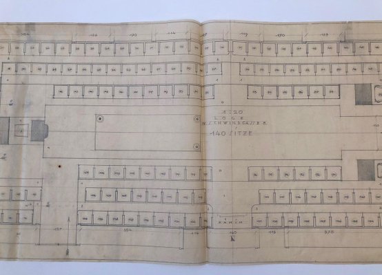 Mason Lodge Schwindgasse Working Drawings by AnotherView, Vienna, 1930s, Set of 5-BAF-763415