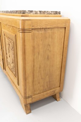 Massive French Antelopes Credenza in Oak with Marble Top, 1940-RIU-1427416