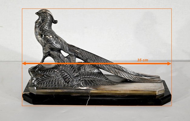 Maurice Frecourt, The Pheasant, 1910, Metal & Marble-RVK-1395851