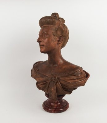 Max Blondat, Art Nouveau Bust, 1898, Terracotta-LW-1750145