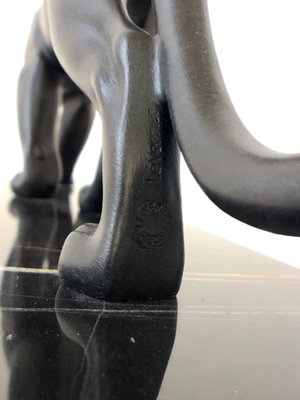 Max Le Verrier, Art Deco Style Black Panther Uganda Sculpture, 2022, Spelter & Marble-QGS-1723770