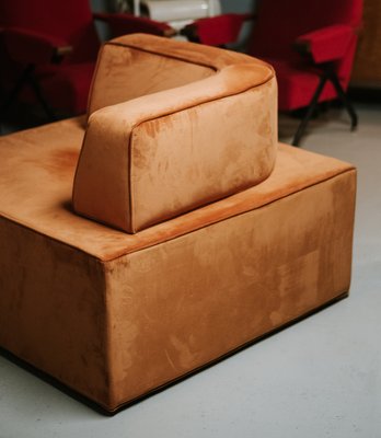 Maxi Pouf in Smooth Velvet with Movable Backrest, Italy, 1980s-ERB-1756999